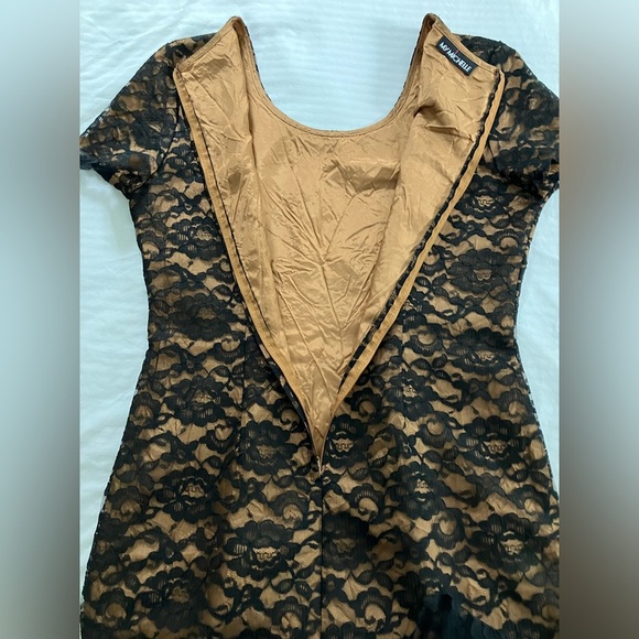 Women’s little black lace Dress - vintage look - lined with copper toned fabric - Picture 7 of 15